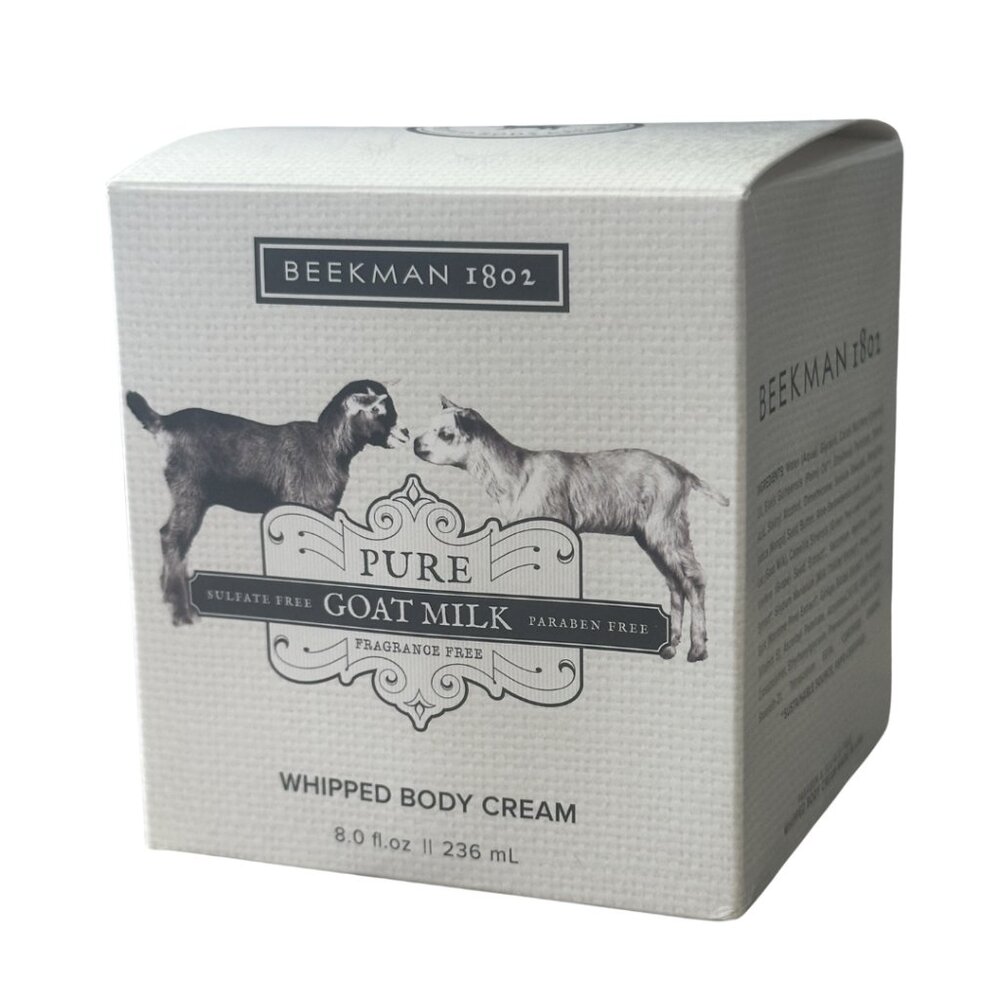 NIB Beekman 1802 Fragrance Free Pure Goat Milk Whipped Body Cream 8 oz